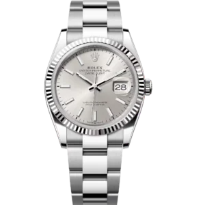 Rolex Datejust 36 Oyster Perpetual Oystersteel and white gold silver dial Oyster band Reference 126234