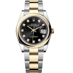 Rolex Datejust 36 Oyster Perpetual Oystersteel and yellow gold bright black, diamond-set dial Oyster band Reference 126203
