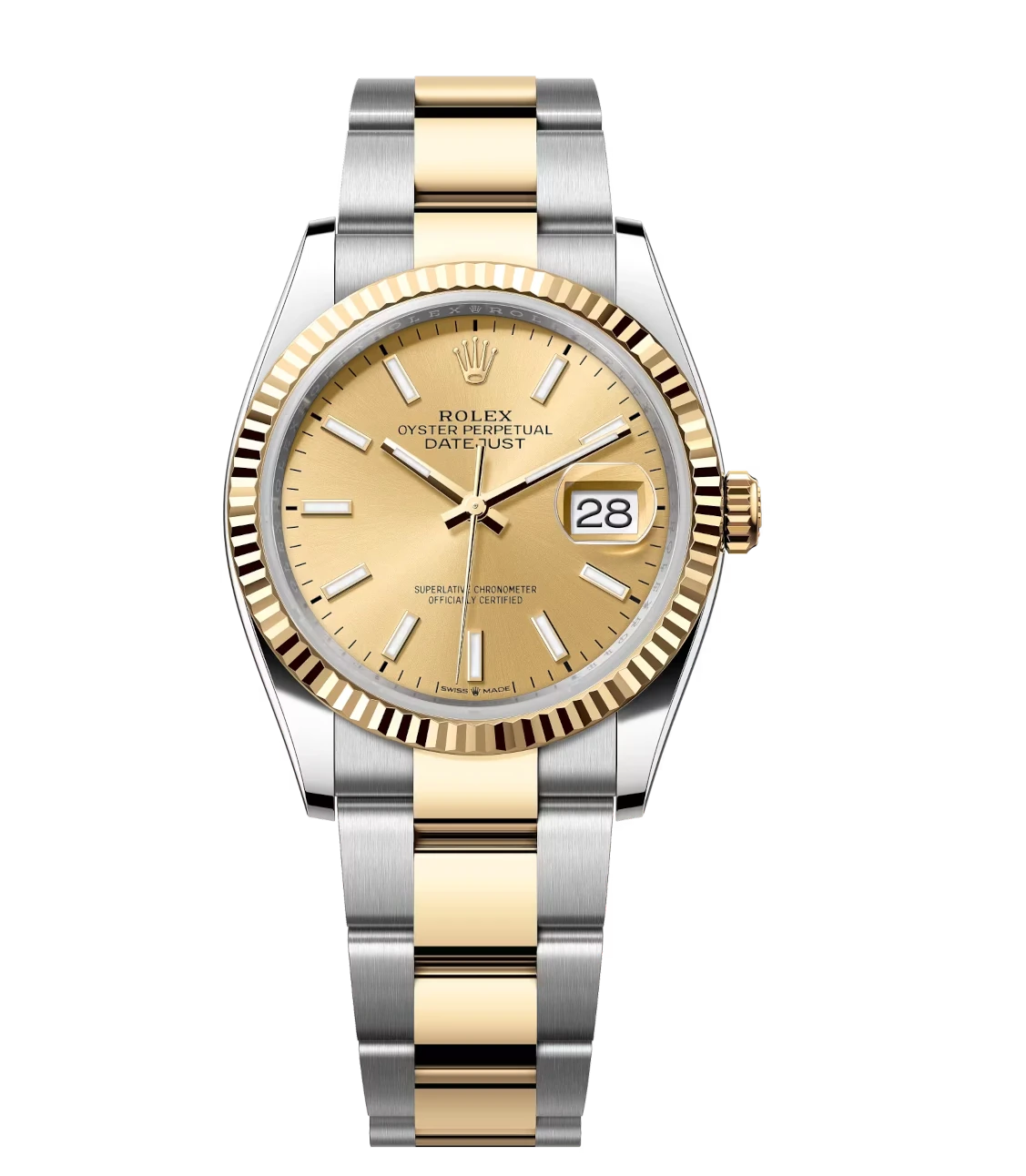 Rolex Datejust 36 Oyster Perpetual Oystersteel and yellow gold champagne-colour dial Oyster band Reference 126233 1 Rolex Datejust 36 Oyster Perpetual Oystersteel and yellow gold champagne-colour dial Oyster band Reference 126233