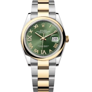 Rolex Datejust 36 Oyster Perpetual Oystersteel and yellow gold olive-green, diamond-set dial Oyster band Reference 126203