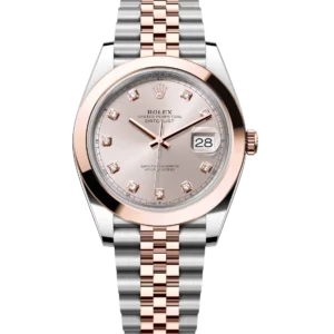 Rolex Datejust 41 Oyster Perpetual Oystersteel and Everose gold Sundust, diamond-set dial Jubilee band Reference 126301