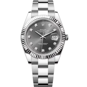 Rolex Datejust 41 Oyster Perpetual Oystersteel and white gold slate, diamond-set dial Oyster band Reference 126334