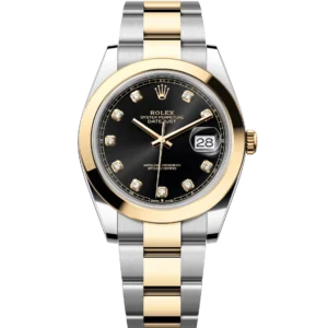 Rolex Datejust 41 Oyster Perpetual Oystersteel and yellow gold bright black, diamond-set dial Oyster band Reference 126303
