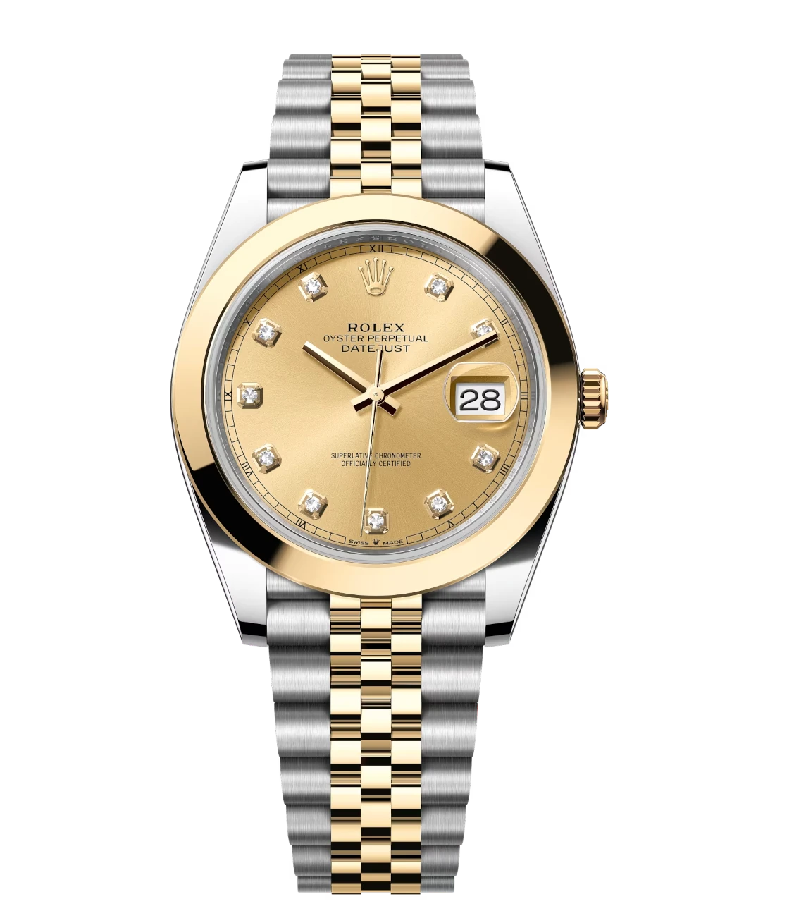 Rolex Datejust 41 Oyster Perpetual Oystersteel and yellow gold champagne colour, diamond-set dial Jubilee band Reference 126303 1 Rolex Datejust 41 Oyster Perpetual Oystersteel and yellow gold champagne colour, diamond-set dial Jubilee band Reference 126303