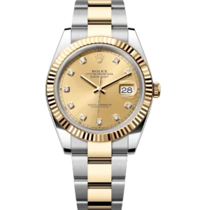 Rolex Datejust 41 Oyster Perpetual Oystersteel and yellow gold champagne colour, diamond-set dial Oyster band Reference 126333