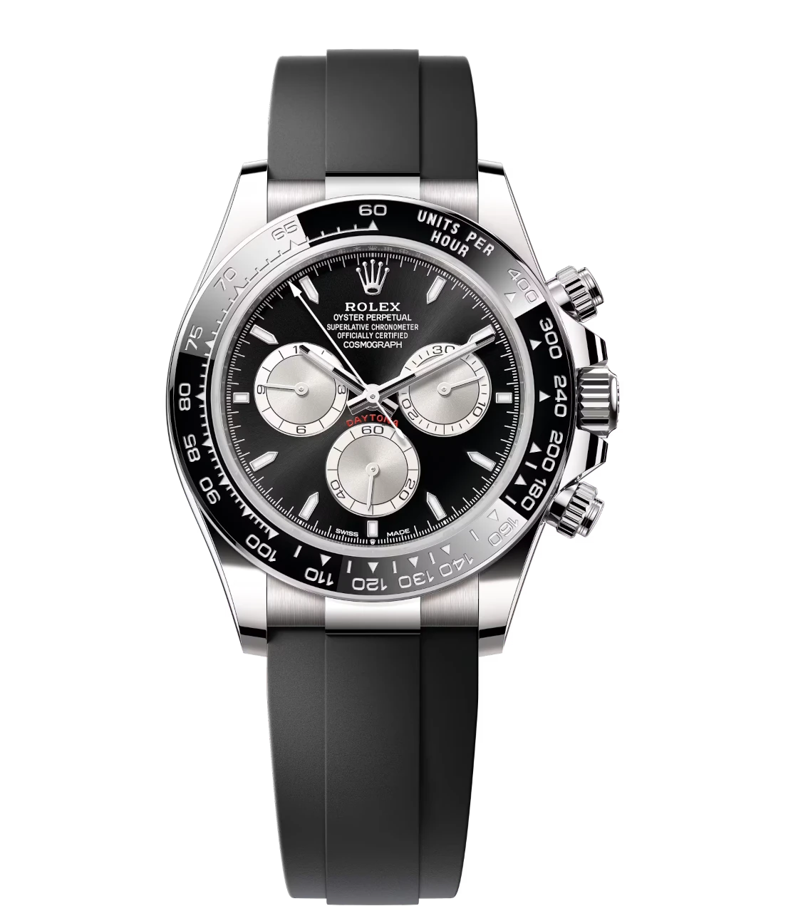 Rolex Cosmograph Daytona 40 Oyster Perpetual 18 ct white gold bright black and steel dial Oysterflex band Reference 126519LN 1 Rolex Cosmograph Daytona 40 Oyster Perpetual 18 ct white gold bright black and steel dial Oysterflex band Reference 126519LN