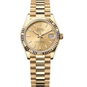 Rolex Datejust 31 Oyster Perpetual 18 ct yellow gold champagne-colour dial President band Reference 278278