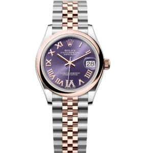 Rolex Datejust 31 Oyster Perpetual Oystersteel and Everose gold aubergine, diamond-set dial Jubilee band Reference 278241