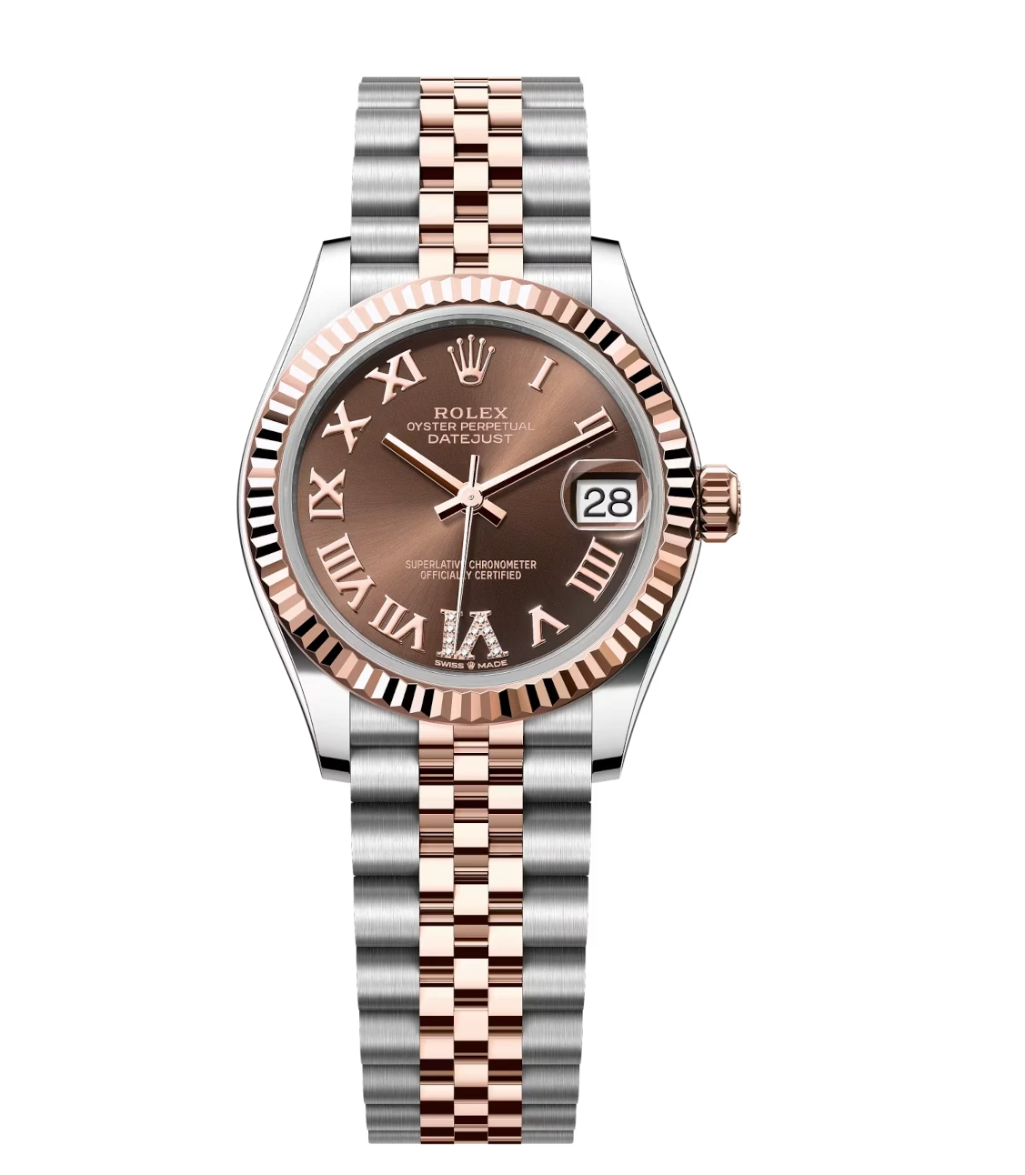 Rolex Datejust 31 Oyster Perpetual Oystersteel and Everose gold chocolate, diamond-set dial Jubilee band Reference 278271 1 Rolex Datejust 31 Oyster Perpetual Oystersteel and Everose gold chocolate, diamond-set dial Jubilee band Reference 278271