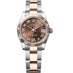 Rolex Datejust 31 Oyster Perpetual Oystersteel and Everose gold chocolate, diamond-set dial Oyster band Reference 278271