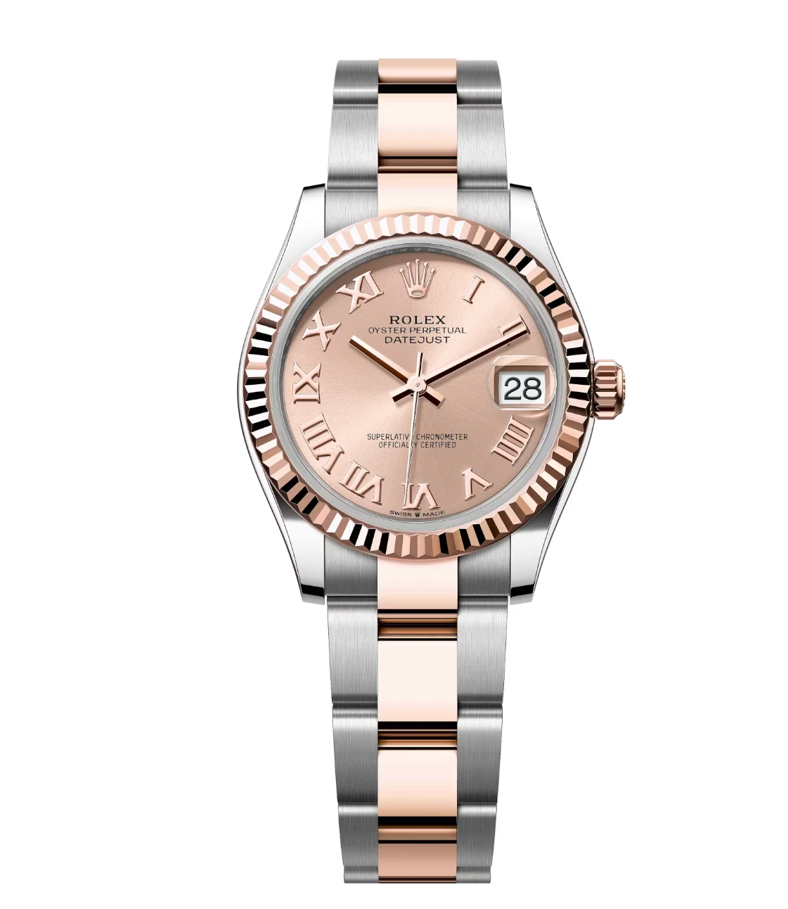 Rolex Datejust 31 Oyster Perpetual Oystersteel and Everose gold features a rosé-colour dial Oyster band Reference 278271 1 This Oyster Perpetual Datejust 31 in Oystersteel and Everose gold features a rosé-colour dial and an Oyster bracelet.