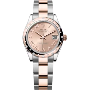 This Oyster Perpetual Datejust 31 in Oystersteel and Everose gold features a rosé-colour dial and an Oyster band.