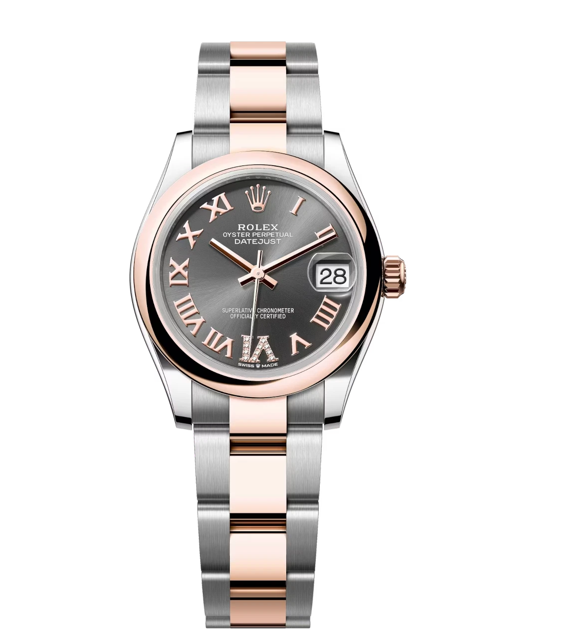 Rolex Datejust 31 Oyster Perpetual Oystersteel and Everose gold slate, diamond-set dial Oyster band Reference 278241 1 Rolex Datejust 31 Oyster Perpetual Oystersteel and Everose gold slate, diamond-set dial Oyster band Reference 278241