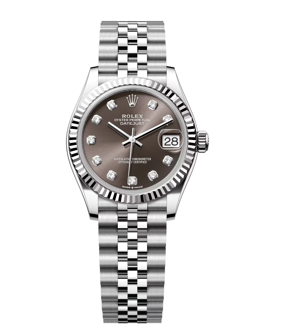 Rolex Datejust 31 Oyster Perpetual Oystersteel and white gold dark grey, diamond-set dial Jubilee band Reference 278274 1 Rolex Datejust 31 Oyster Perpetual Oystersteel and white gold dark grey, diamond-set dial Jubilee band Reference 278274