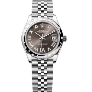 Rolex Datejust 31 Oyster Perpetual Oystersteel and white gold dark grey, diamond-set dial Jubilee band Reference 278344RBR
