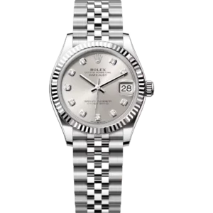 Rolex Datejust 31 Oyster Perpetual Oystersteel and white gold silver, diamond-set dial Jubilee band Reference 278274