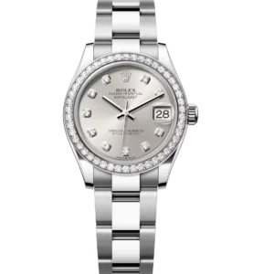Rolex Datejust 31 Oyster Perpetual Oystersteel and white gold silver, diamond-set dial Oyster band Reference 278384RBR