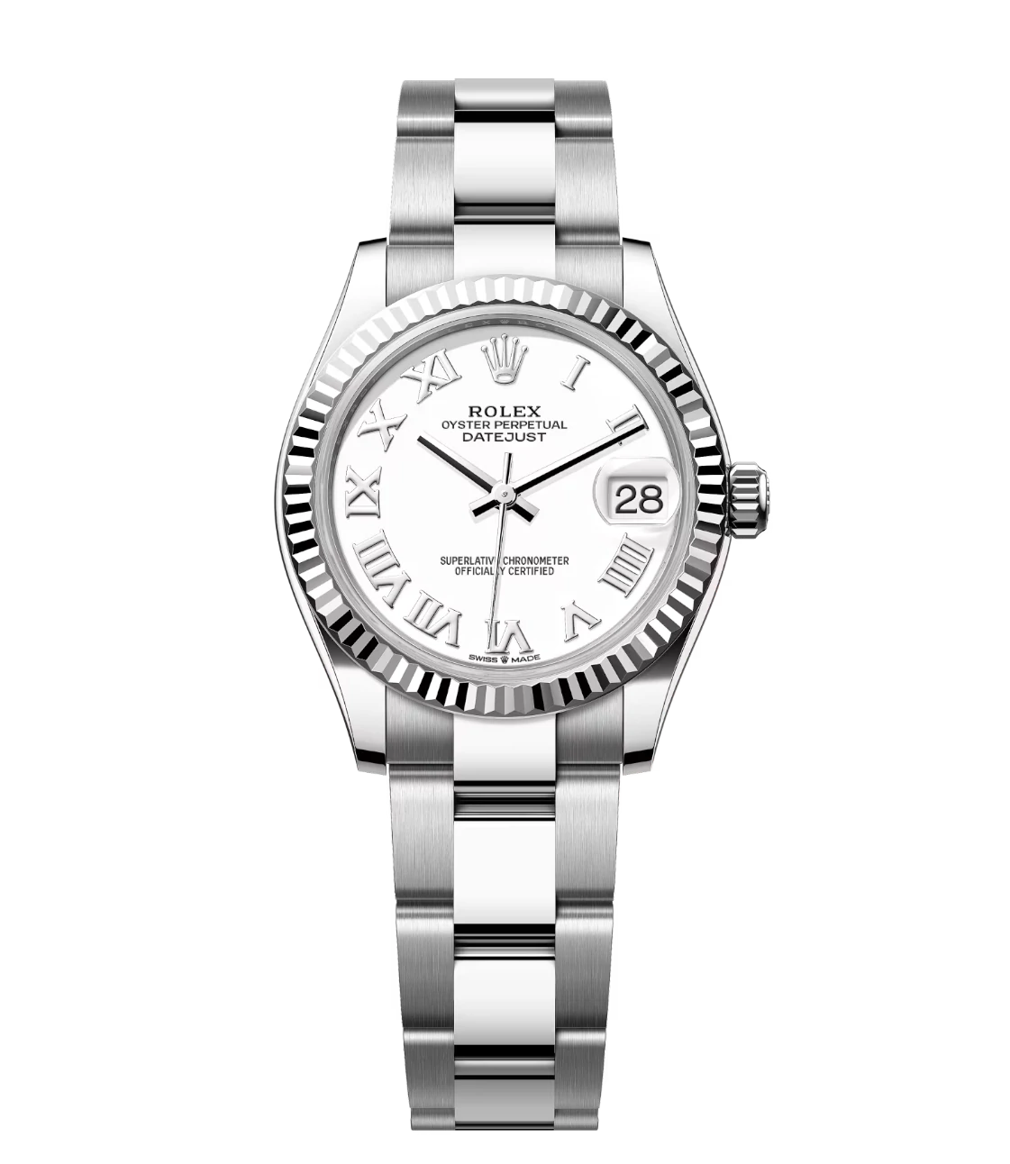 Rolex Datejust 31 Oyster Perpetual Oystersteel and white gold white dial Oyster band Reference 278274 1 This Oyster Perpetual Datejust 31 in Oystersteel and white gold features a white dial and an Oyster band.