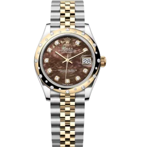 Rolex Datejust 31 Oyster Perpetual Oystersteel and yellow gold black mother-of-pearl, diamond-set dial Jubilee band Reference 278343RBR