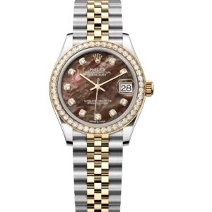 Rolex Datejust 31 Oyster Perpetual Oystersteel and yellow gold black mother-of-pearl, diamond-set dial Jubilee band Reference 278383RBR
