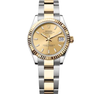 This Oyster Perpetual Datejust 31 in Oystersteel and yellow gold features a champagne-colour dial and an Oyster bracelet.