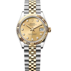 Rolex Datejust 31 Oyster Perpetual Oystersteel and yellow gold champagne colour, diamond-set dial Jubilee band Reference 278273