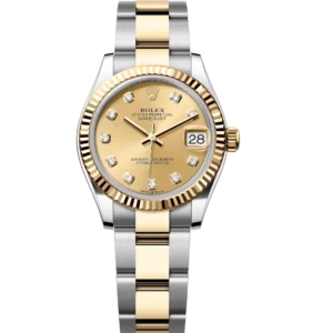 Rolex Datejust 31 Oyster Perpetual Oystersteel and yellow gold champagne colour, diamond-set dial Oyster band Reference 278273