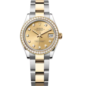 Rolex Datejust 31 Oyster Perpetual Oystersteel and yellow gold champagne colour, diamond-set dial Oyster band Reference 278383RBR