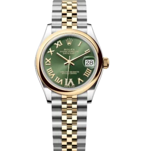 Rolex Datejust 31 Oyster Perpetual Oystersteel and yellow gold olive-green, diamond-set dial Jubilee band Reference 278243