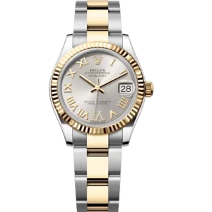 Rolex Datejust 31 Oyster Perpetual Oystersteel and yellow gold silver, diamond-set dial Oyster band Reference 278273