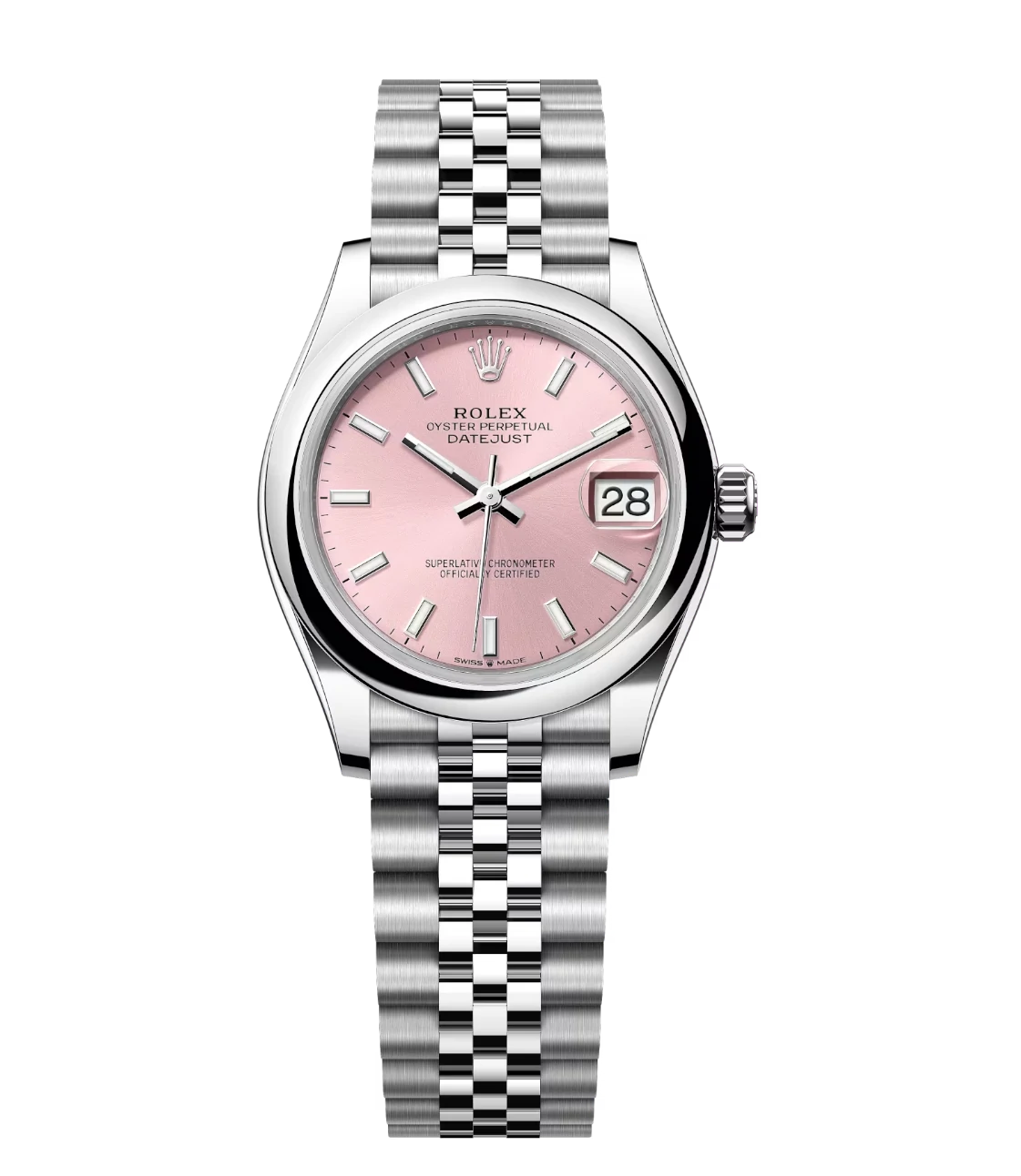 Rolex Datejust 31 Oyster Perpetual Oystersteel pink dial Jubilee band Reference 278240 1 This Oyster Perpetual Datejust 31 in Oystersteel features a pink dial and a Jubilee band.