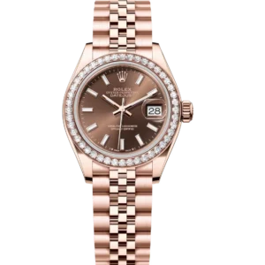 Rolex Lady-Datejust 28 Oyster Perpetual 18 ct Everose gold chocolate dial Jubilee band Reference 279135RBR