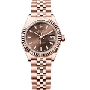 Rolex Lady-Datejust 28 Oyster Perpetual 18 ct Everose gold chocolate dial Jubilee band Reference 279175
