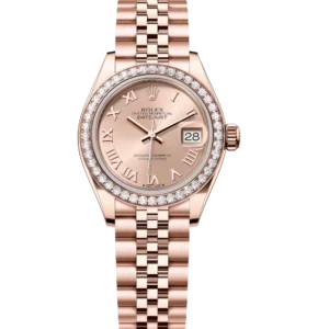 Rolex Lady-Datejust 28 Oyster Perpetual 18 ct Everose gold rosé-colour dial Jubilee band Reference 279135RBR