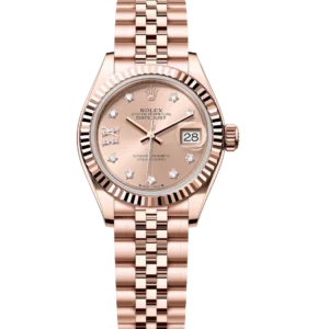 Rolex Lady-Datejust 28 Oyster Perpetual 18 ct Everose gold rosé colour, diamond-set dial Jubilee band Reference 279175