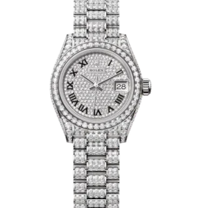 Rolex Lady-Datejust 28 Oyster Perpetual 18 ct white gold diamond-paved dial diamond-set President band Reference 279459RBR