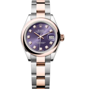 Rolex Lady-Datejust 28 Oyster Perpetual Oystersteel and Everose gold aubergine, diamond-set dial Oyster band Reference 279161