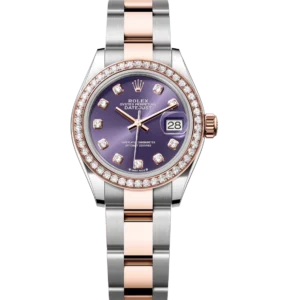 Rolex Lady-Datejust 28 Oyster Perpetual Oystersteel and Everose gold aubergine, diamond-set dial Oyster band Reference 279381RBR