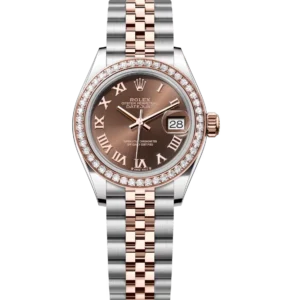Rolex Lady-Datejust 28 Oyster Perpetual Oystersteel and Everose gold chocolate dial Jubilee band Reference 279381RBR