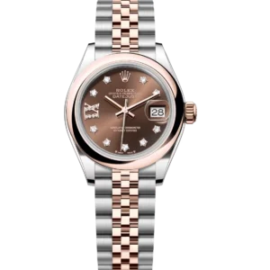 Rolex Lady-Datejust 28 Oyster Perpetual Oystersteel and Everose gold chocolate, diamond-set dial Jubilee band Reference 279161