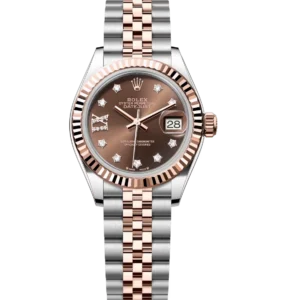Rolex Lady-Datejust 28 Oyster Perpetual Oystersteel and Everose gold chocolate, diamond-set dial Jubilee band Reference 279171