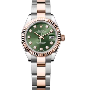 Rolex Lady-Datejust 28 Oyster Perpetual Oystersteel and Everose gold olive-green, diamond-set dial Oyster band Reference 279171