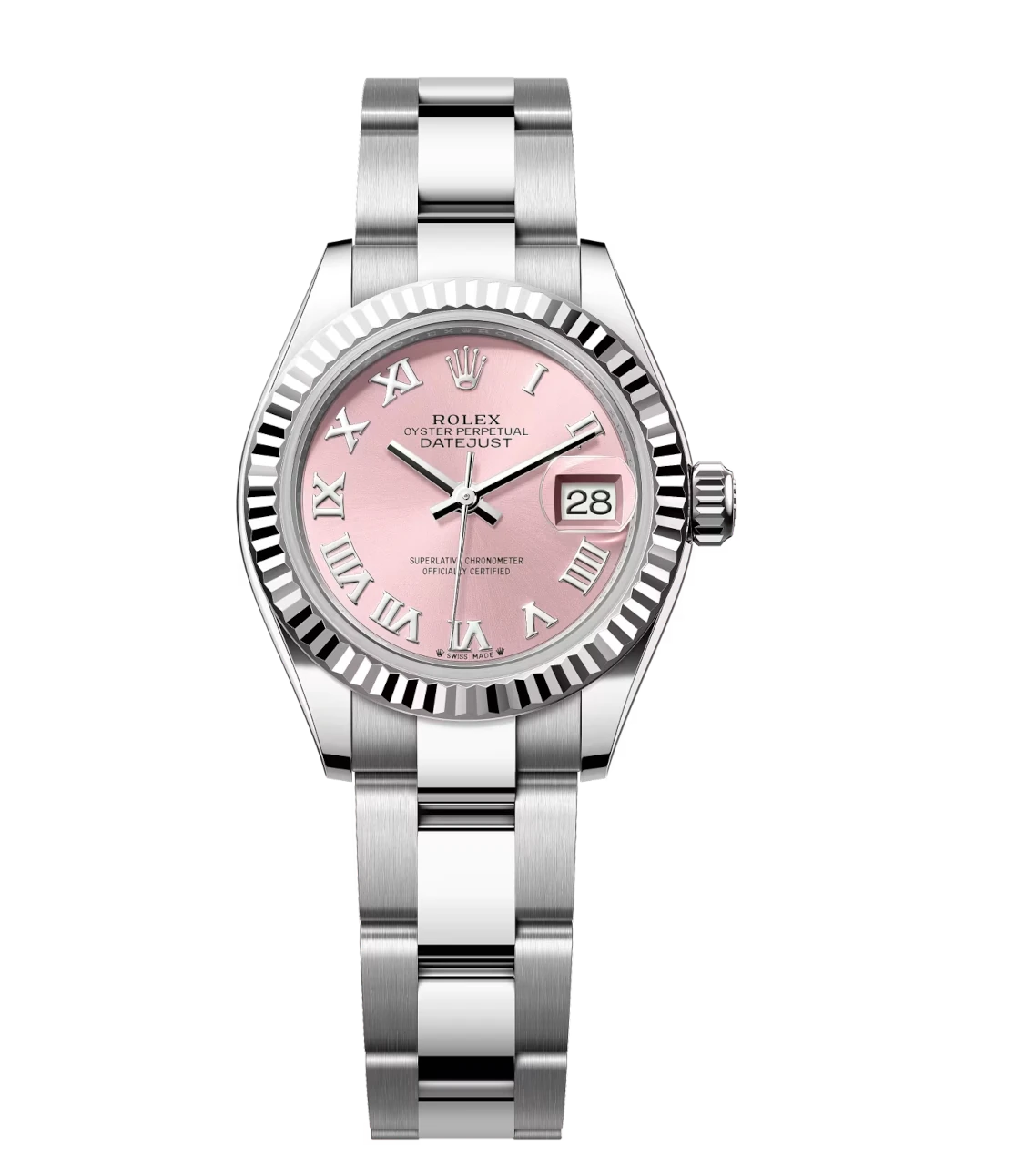 Rolex Lady-Datejust 28 Oyster Perpetual Oystersteel and white gold pink dial Oyster band Reference 279174 1 Rolex Lady-Datejust 28 Oyster Perpetual Oystersteel and white gold pink dial Oyster band Reference 279174
