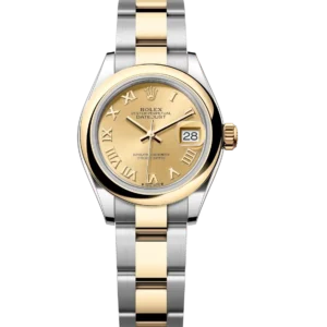 Rolex Lady-Datejust 28 Oyster Perpetual Oystersteel and yellow gold champagne-colour dial Oyster band Reference 279163