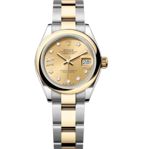 Rolex Lady-Datejust 28 Oyster Perpetual Oystersteel and yellow gold champagne colour, diamond-set dial Oyster band Reference 279163