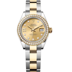 Rolex Lady-Datejust 28 Oyster Perpetual Oystersteel and yellow gold champagne colour, diamond-set dial Oyster band Reference 279383RBR