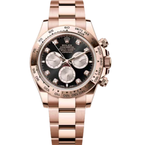 Rolex Cosmograph Daytona 40 Oyster Perpetual 18 ct Everose gold bright black and Sundust, diamond-set dial Oyster band Reference 126505