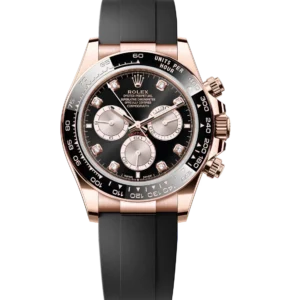 Rolex Cosmograph Daytona 40 Oyster Perpetual 18 ct Everose gold bright black and Sundust, diamond-set dial Oysterflex band Reference 126515LN