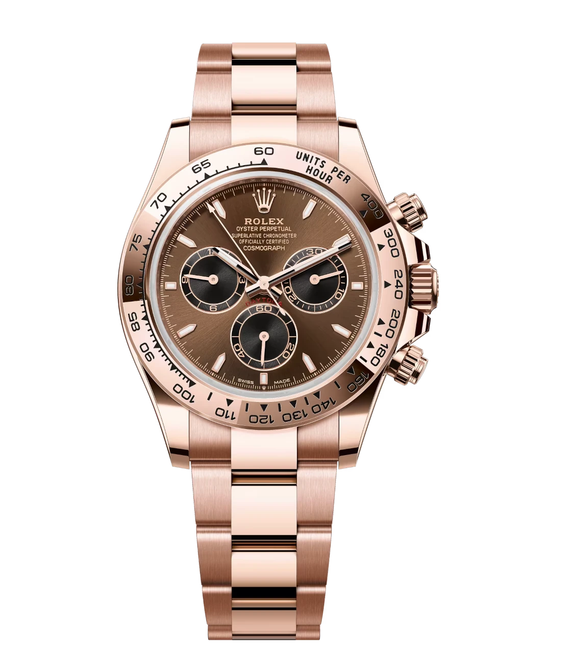 Rolex Cosmograph Daytona 40 Oyster Perpetual 18 ct Everose gold chocolate and black dial Oyster band Reference 126505 1 Rolex Cosmograph Daytona 40 Oyster Perpetual 18 ct Everose gold chocolate and black dial Oyster band Reference 126505