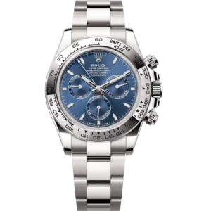 Rolex Cosmograph Daytona 40 Oyster Perpetual 18 ct white gold bright blue dial Oyster band Reference 126509